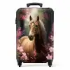Koffer - Paard - Bloemen - Roze - Natuur - Bos NBS - Handbagage koffer - Unisex middel -productfoto_recht