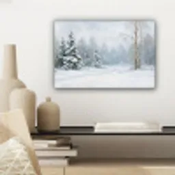 Bospad - Dennen - Sneeuw - Winter - Rustgevend canvas 2cm klein -sfeer6