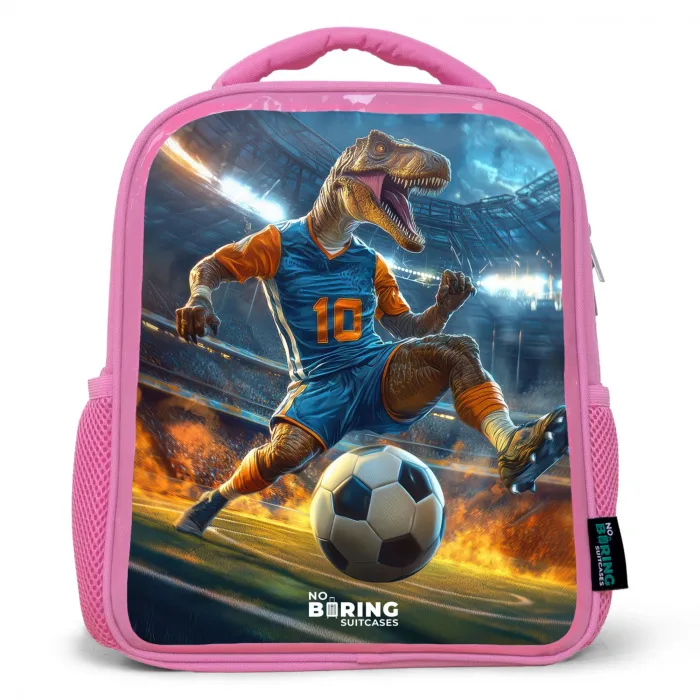 T-Rex als voetballer in vol stadion Kinderrugzak - Roze middel -3d