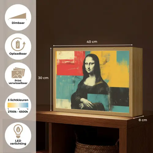 Vrouw - Kleurvlakken - Klassieke schilderkunst Light Box met batterij (Wandlamp) middel -USP_websiteoverzichtNL