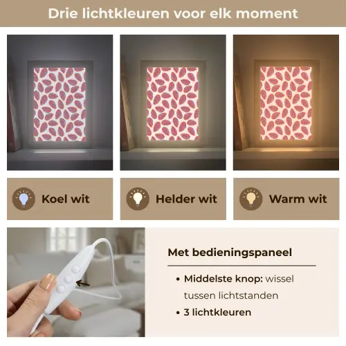 Papaja - Patroon - Roze Light Box met kabel (Tafellamp) klein 925 -USP_lichtkleurNL