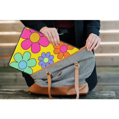 Bloemen - Illustratie - Kleurrijk laptophoes neopreen klein -tas