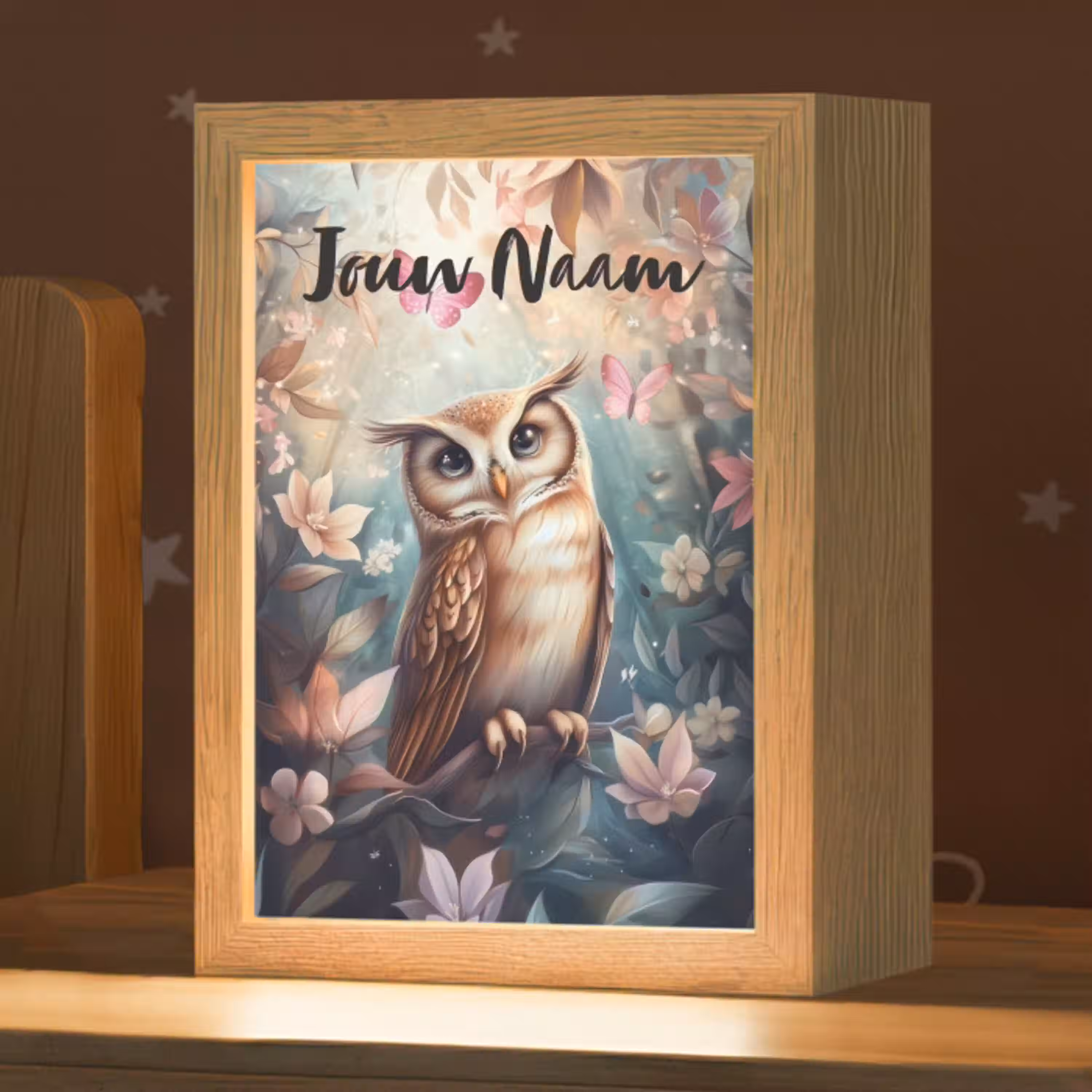 Uil - Bos - Bloemen - Vlinders Light Box met kabel (Kinderlampje) klein -zzz_3d_website