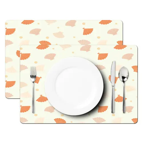 Zee - Dieren - Schelpen - Sinaasappel Placemat vinyl groot 368 -zzsfeer2_Kitchenyeah-website