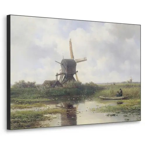 Molen - Willem Roelofs - Oude meesters - Kunst Textielframe zwart klein -3d