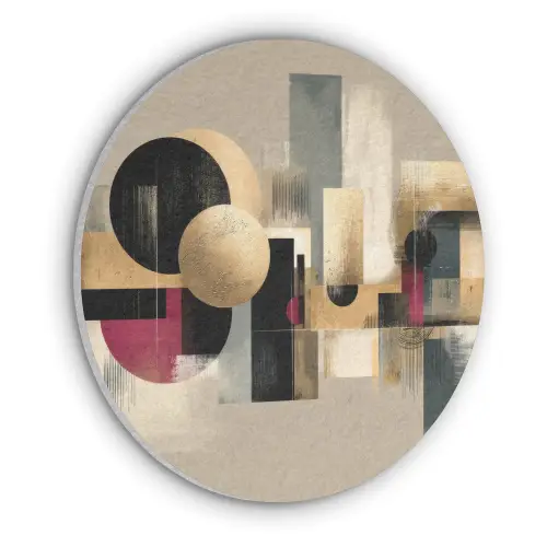 Abstract - Vormen - Beige - Texturen Akoestische PET Vilt - Rond klein -3d