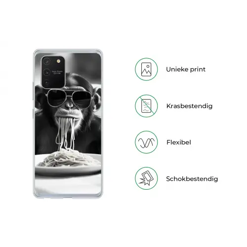 Aap - Spaghetti - Zonnebril - Zwart wit - Cool - Dier Telefoonhoesje Samsung Galaxy S10 Lite klein -specsS10Lite