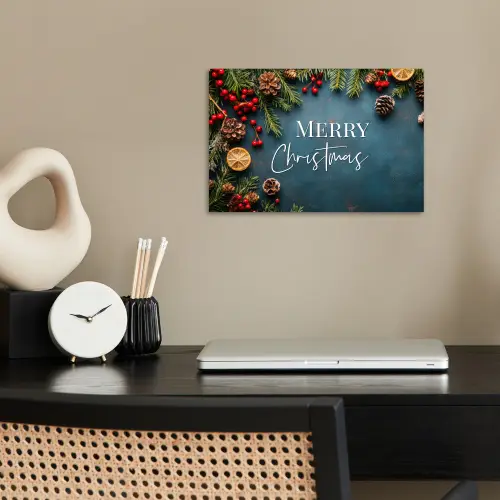 Merry Christmas - Blauw - Kerst - Winter poster papier klein -sfeer1