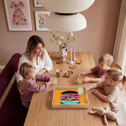 Hamburger - Kleurrijk - Speels Dienblad Rechthoek middel -sfeer4