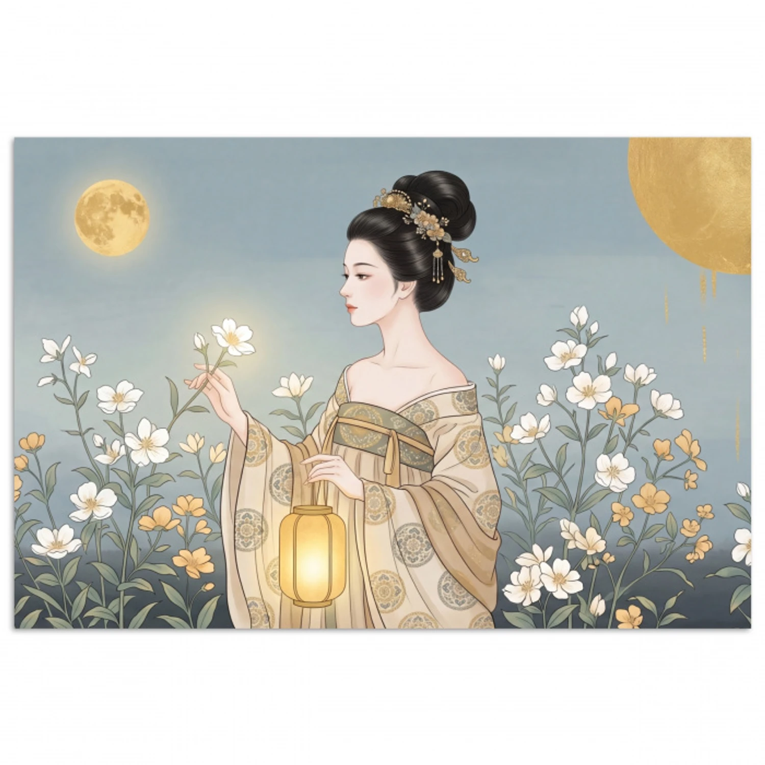Aziatisch - Vrouw - Kimono poster papier klein -3d