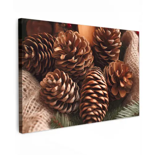 Dennenappels - Boom - Winter - Natuur - Bruin Tuinposter op houten frame 2 cm dik klein -3d
