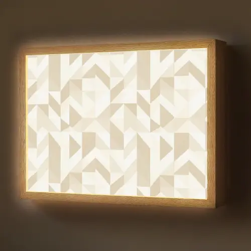 Modern - Abstract - Beige Light Box met batterij (Wandlamp) middel 907 -z3d_website