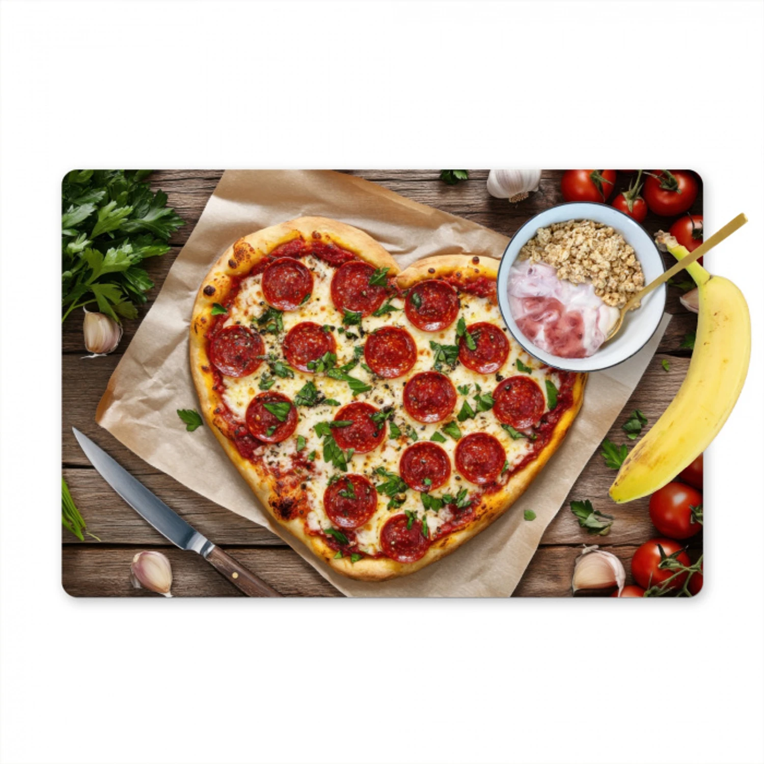 Pizza - Hart - Pepperoni - Tomaat Placemat vinyl groot -zzzproduct_Kitchenyeah-website