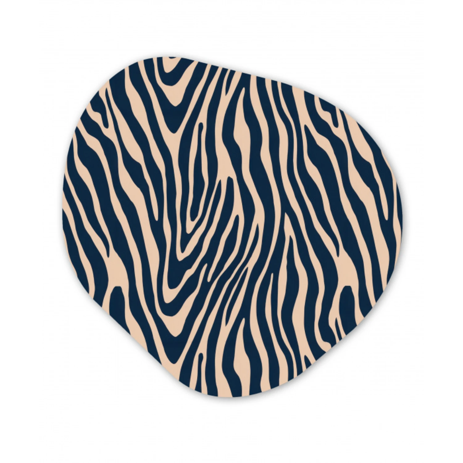 Zebra - Patroon - Blauw - Beige Wandcirkel Organisch Forex 3mm klein 629 -3d