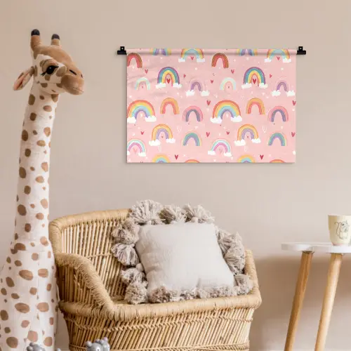 Regenboog - Patroon - Pastel - Handgetekend Wandkleed katoen klein -wsfeer5_kind