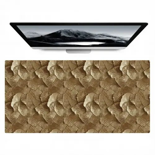 Organisch - Patroon - Bladeren - Goud Muismat XXL klein 681 -zzz3d