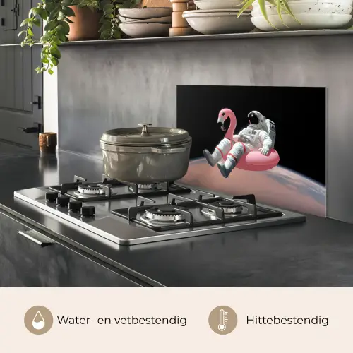 Astronaut - Flamingo - Zwemband - Roze keuken achterwand spatscherm klein -usp_NL