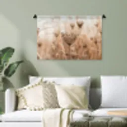 Schermbloem - Droogbloem - Winter - Beige - Minimalistisch Wandkleed katoen klein -sfeer7