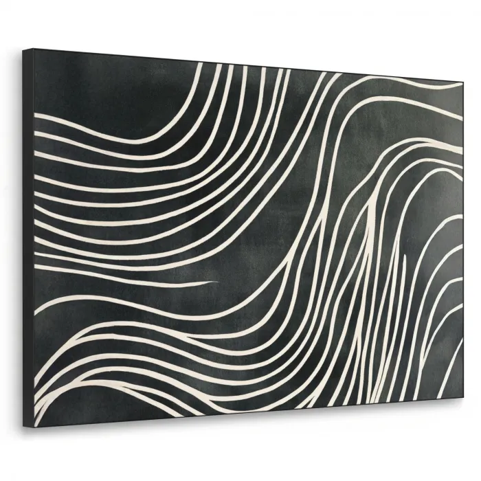 Lijnen - Patroon - Abstract - Wit Textielframe zwart klein -3d