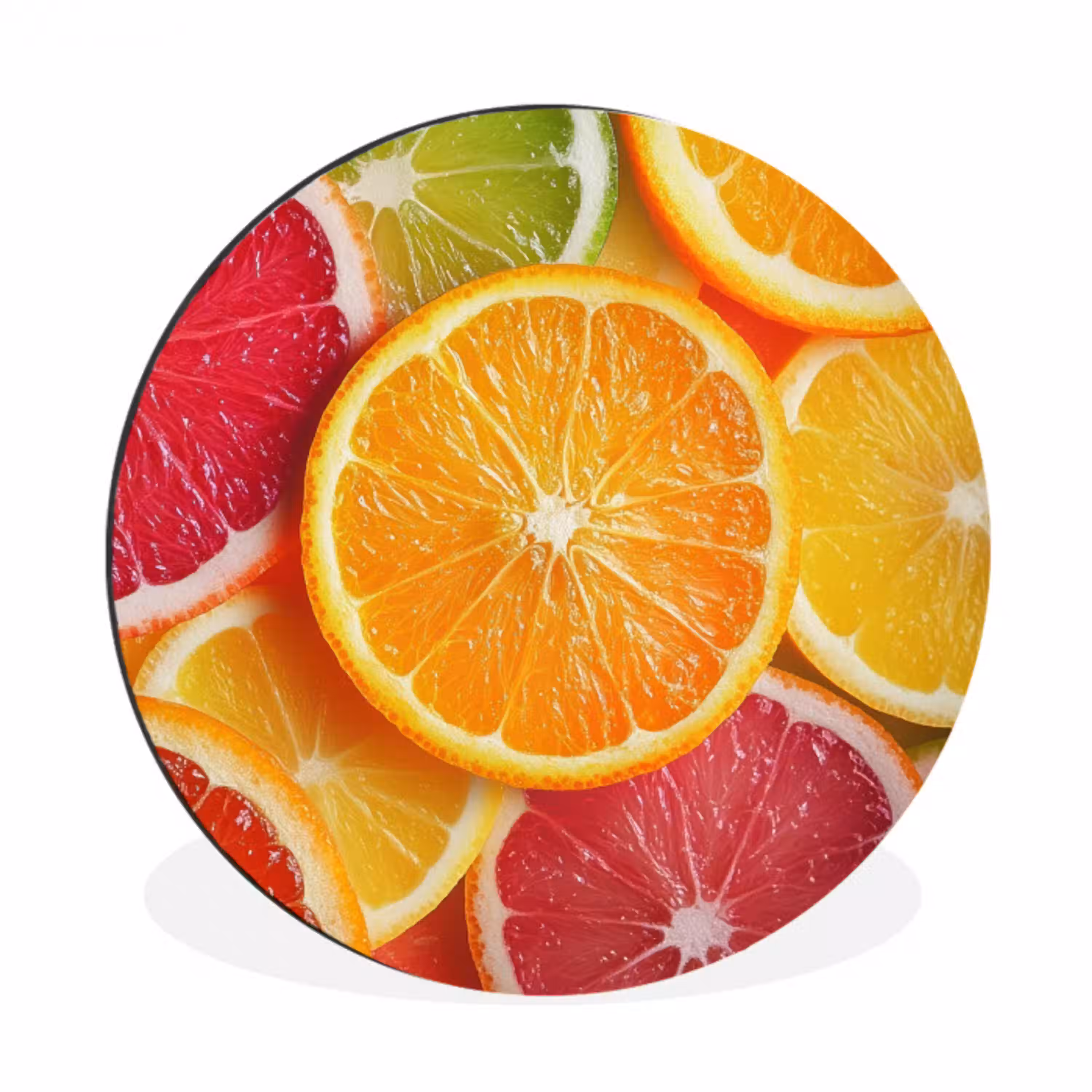 Fruit - Kleurrijk - Close up Wandcirkel aluminium klein -3d