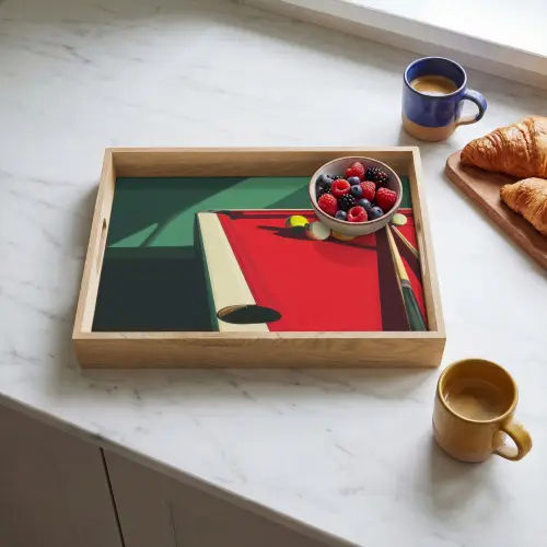 Biljarttafel - Ballen - Rood - Schaduw Dienblad Rechthoek middel -sfeer2