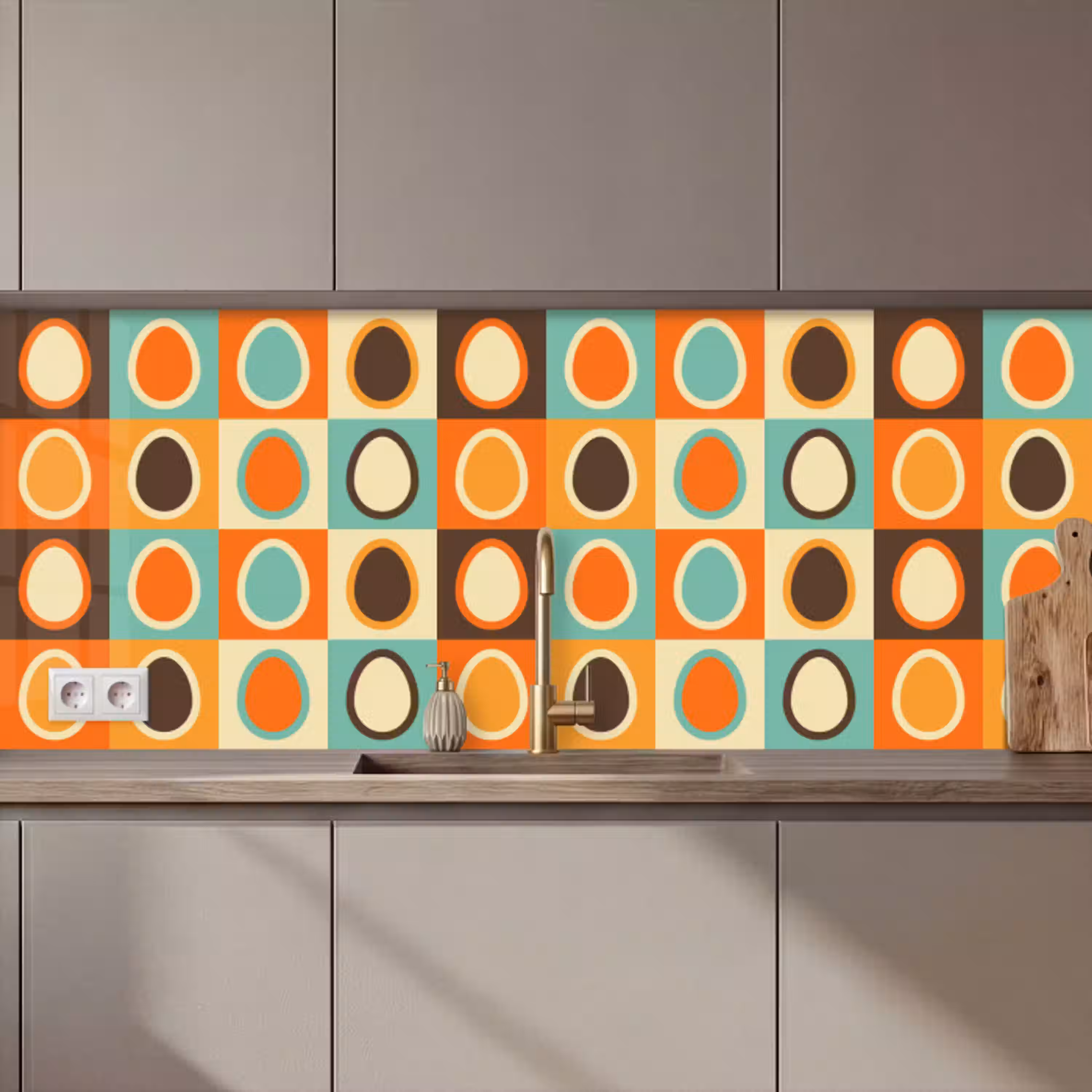 Retro - Patronen - Ei keuken achterwand 2 middel 871 zz_3dshopping