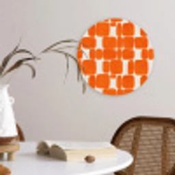 Patroon - Retro - Oranje Wandcirkel kunststof plaat 5mm dik klein 188 -sfeer4