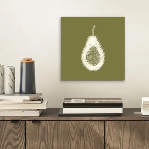 Avocado - Minimalistisch - Illustratie - Groen aluminium wit klein -sfeer1