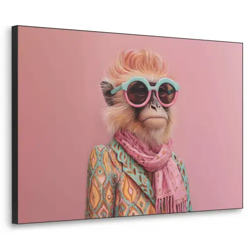 Sjaal - Aap - Zonnebril - Jasje Textielframe zwart klein -3d