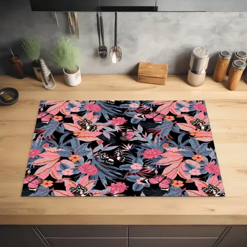 Zomer - Vlinder - Zwart - Roze Inductie beschermer vinyl 3mm klein 276 -sfeer5