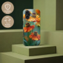 Oranje bloemen - Levendig - Wazige achtergrond Toughcase MagSafe Apple iPhone 17 klein -USP_PrintM_DE