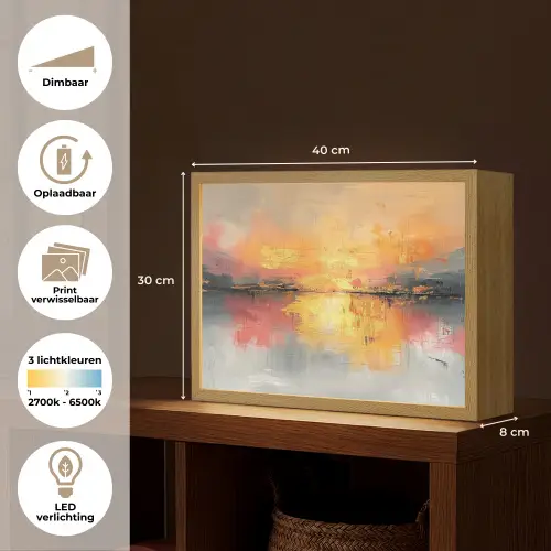 Modern - Abstract - Goud - Roze Light Box met batterij (Wandlamp) middel -USP_websiteoverzichtNL