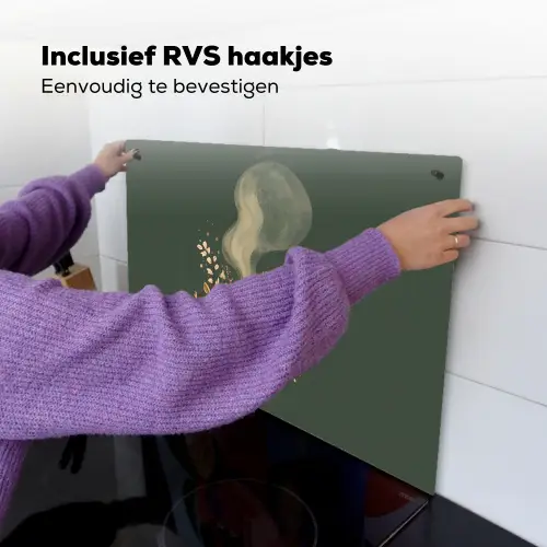 Kop - Bloemen - Groen - Koffie Inductie beschemer met haakjes klein -ky-ophangen-nl