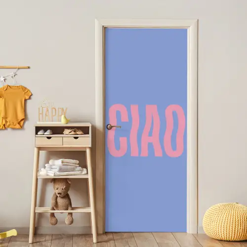 Ciao - Roze - Blauw - Golvend deurposter klein -sfeer4