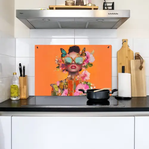 Vlinders - Vrouw - Zonnebril - Kleurrijk Inductie beschemer met haakjes klein -sfeer2