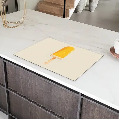 Oranje - Stokje - Waterijsje Inductie beschermer vinyl 3mm klein -sfeer8