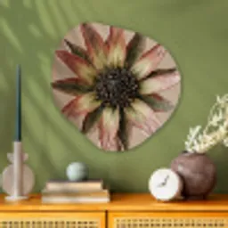 Droogbloem - Protea - Vintage - Beige - Rustiek Wandcirkel Organisch Aluminium middel -sfeer2