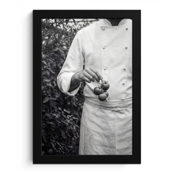 Tomaten - Chef - Zwart - Wit fotolijst zwart zonder passe partout klein -3d