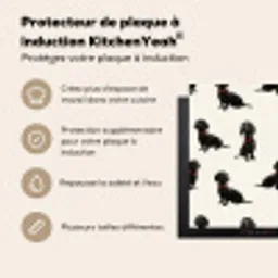 Hond - Patroon - Zwart Inductie beschermer vinyl 3mm middel 274 -usfeer2_FR