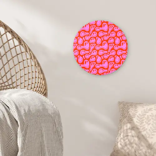 Valentijn - Smiley - Rood - Roze Wandcirkel plexiglas klein 852 -sfeer5