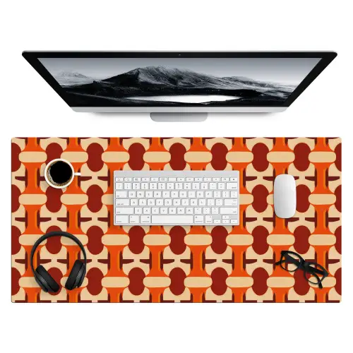 Geometrisch - Retro - Oranje Muismat XXL klein 681 -3d