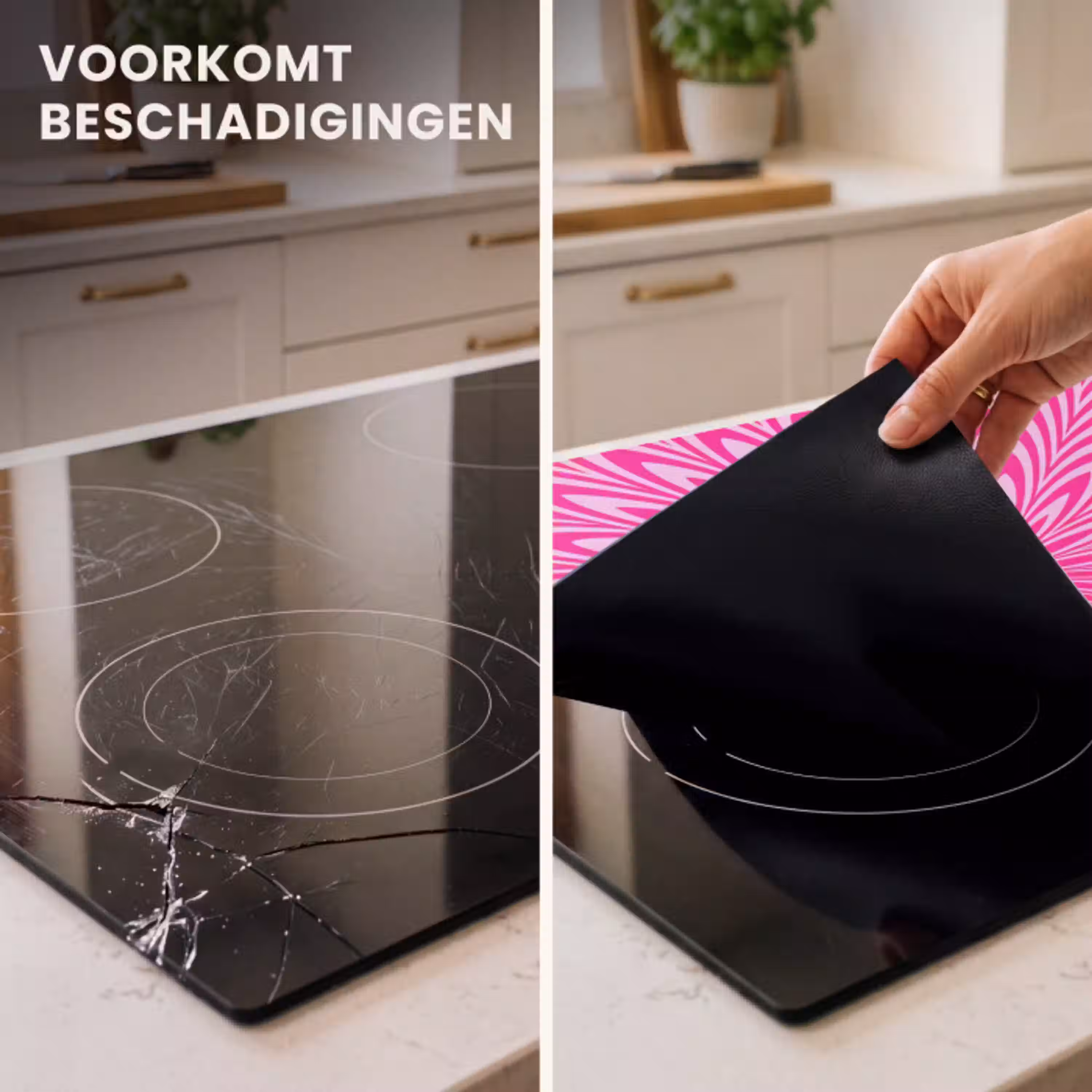 Patroon - Optisch - Roze Inductie beschermer vinyl 3mm middel -sfeer1