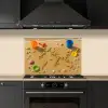 Wereldkaart - Zand - Kleurrijk - Zomer keuken achterwand spatscherm klein -sfeer1