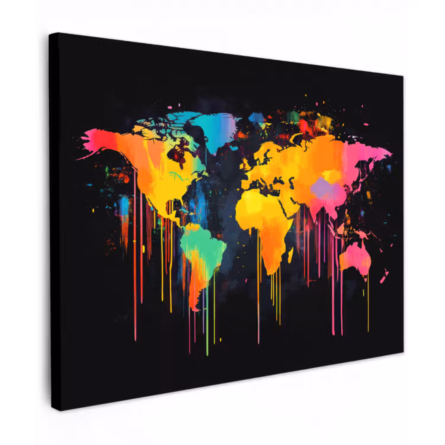 Leinwandbild - Weltkarte - Farbe - Bunt - Graffiti - Welt