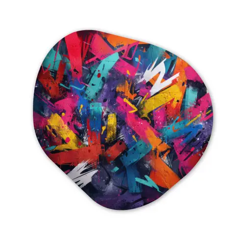 Abstract - Explosie - Neonkleuren Wandcirkel Organisch Forex 3mm klein -3d
