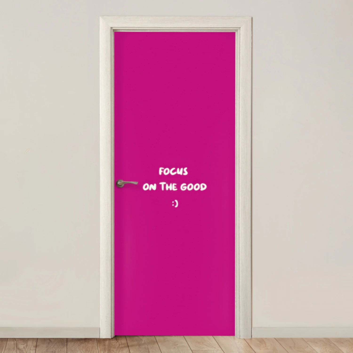 Focus - Smiley - Roze deurposter klein -3d_beige