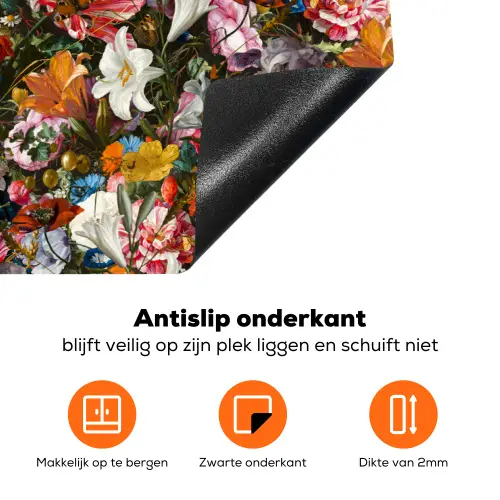 Bloemen - Vlinder - Design - Kunst - Abstract - Schilderij - Oude meesters Inductie beschermer vinyl 3mm klein -zzzzzzz-td-onderkant