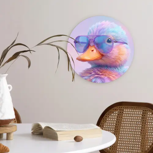 Eend - bril - Pastel Wandcirkel kunststof plaat 5mm dik klein -sfeer4