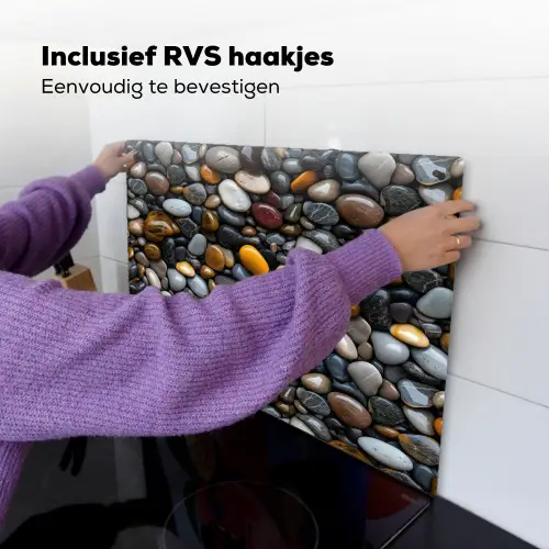 Geel - Kiezels - Glad Inductie beschemer met haakjes klein 777 -ky-ophangen-nl