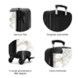 Gouden aders - Marmer - Wit NBS - Handbagage koffer - Volwassenen Unisex middel zzzzzzzbolletjes_FR